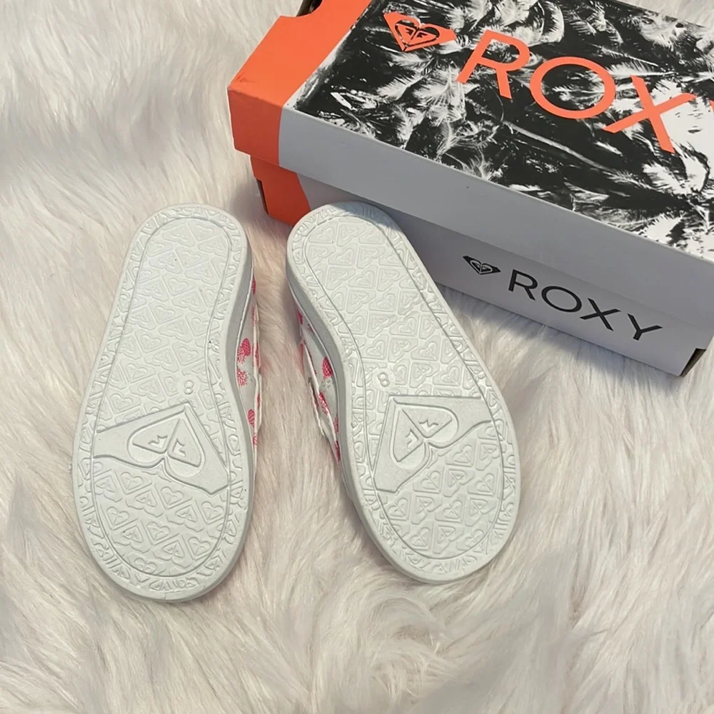 Roxy Kids Pineapple Canvas Sneakers in White and Pink